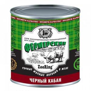 ZooRing Консервы для собак, Сочные кусочки мяса в желе, Черный кабан